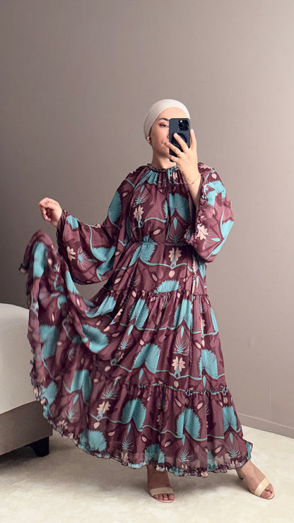 ROBE MOUSSELINE A VOLANTS