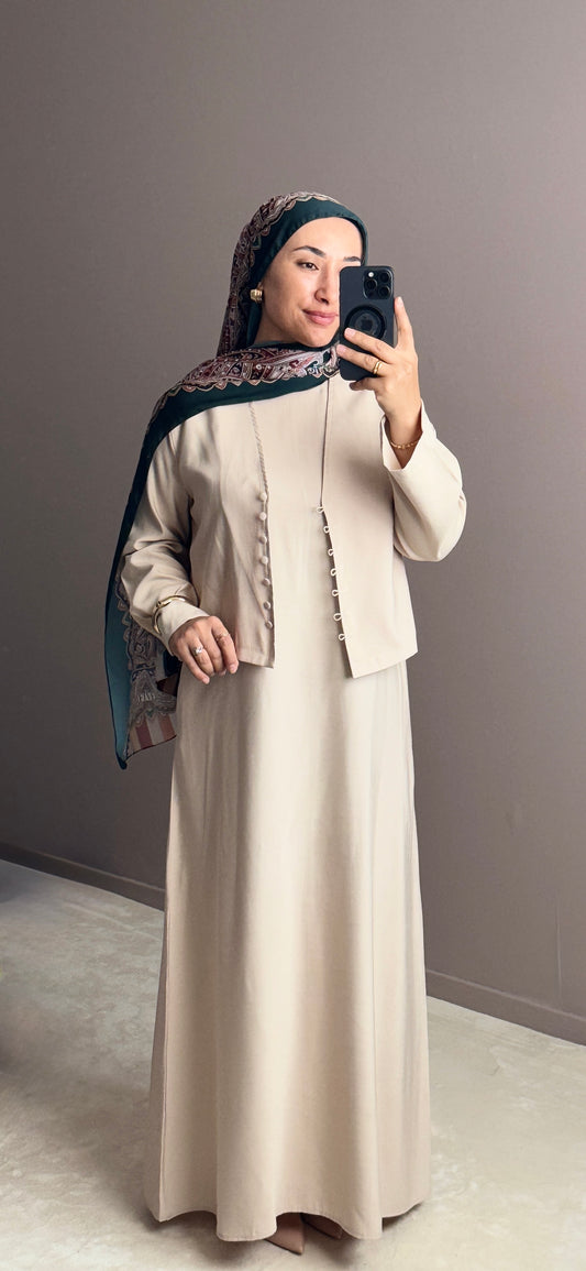 ENSEMBLE ROBE ET VESTE BEIGE
