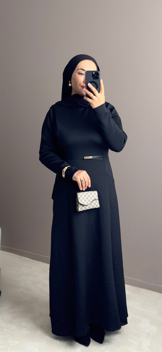 ROBE LONGUE AVEC CEINTURE EN SCUBA