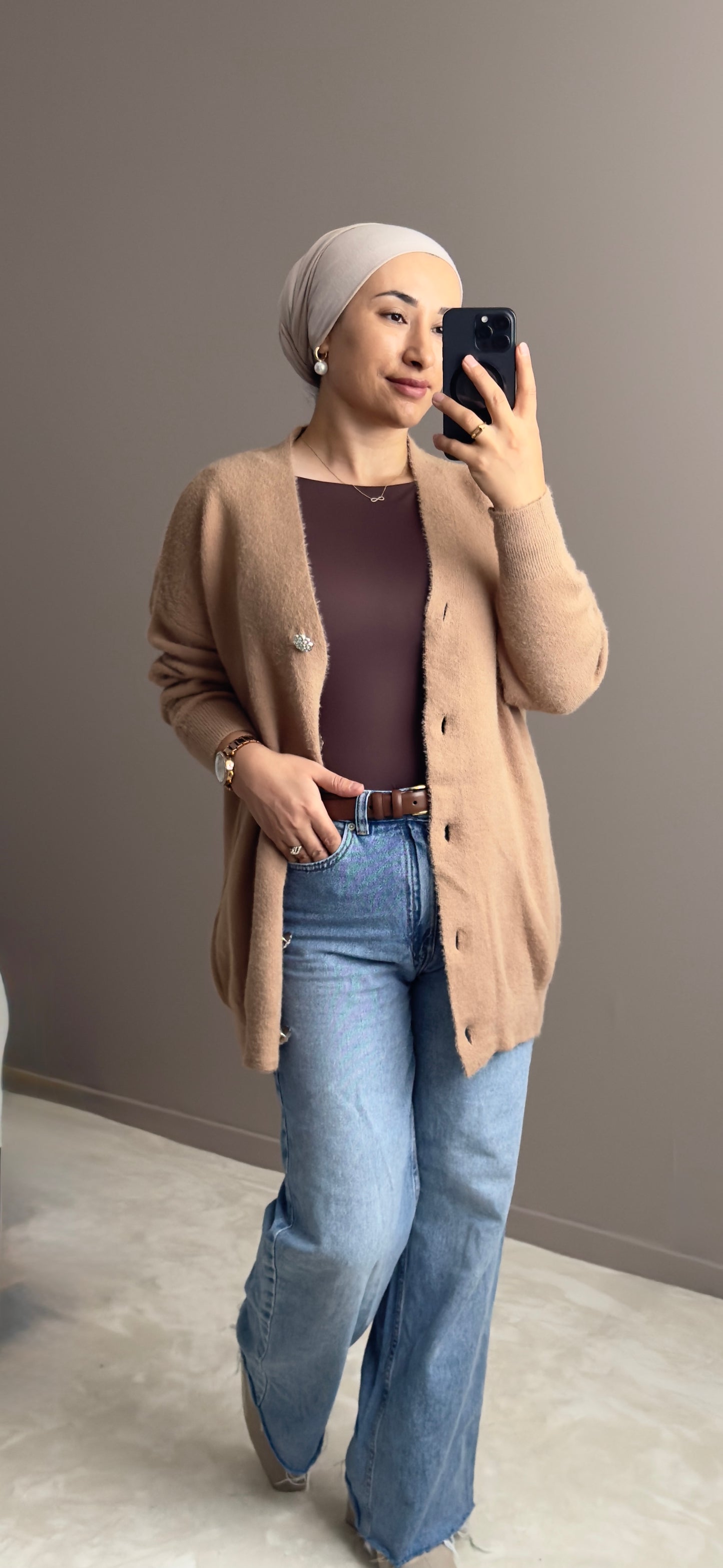 GILET BOUTONNE ANGORA EN BEIGE