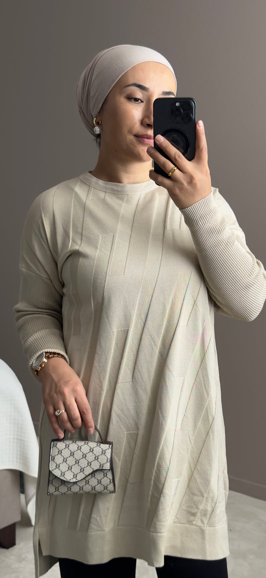 TUNIQUE EN TISSU MERCERISE A MOTIFS INTEGRES