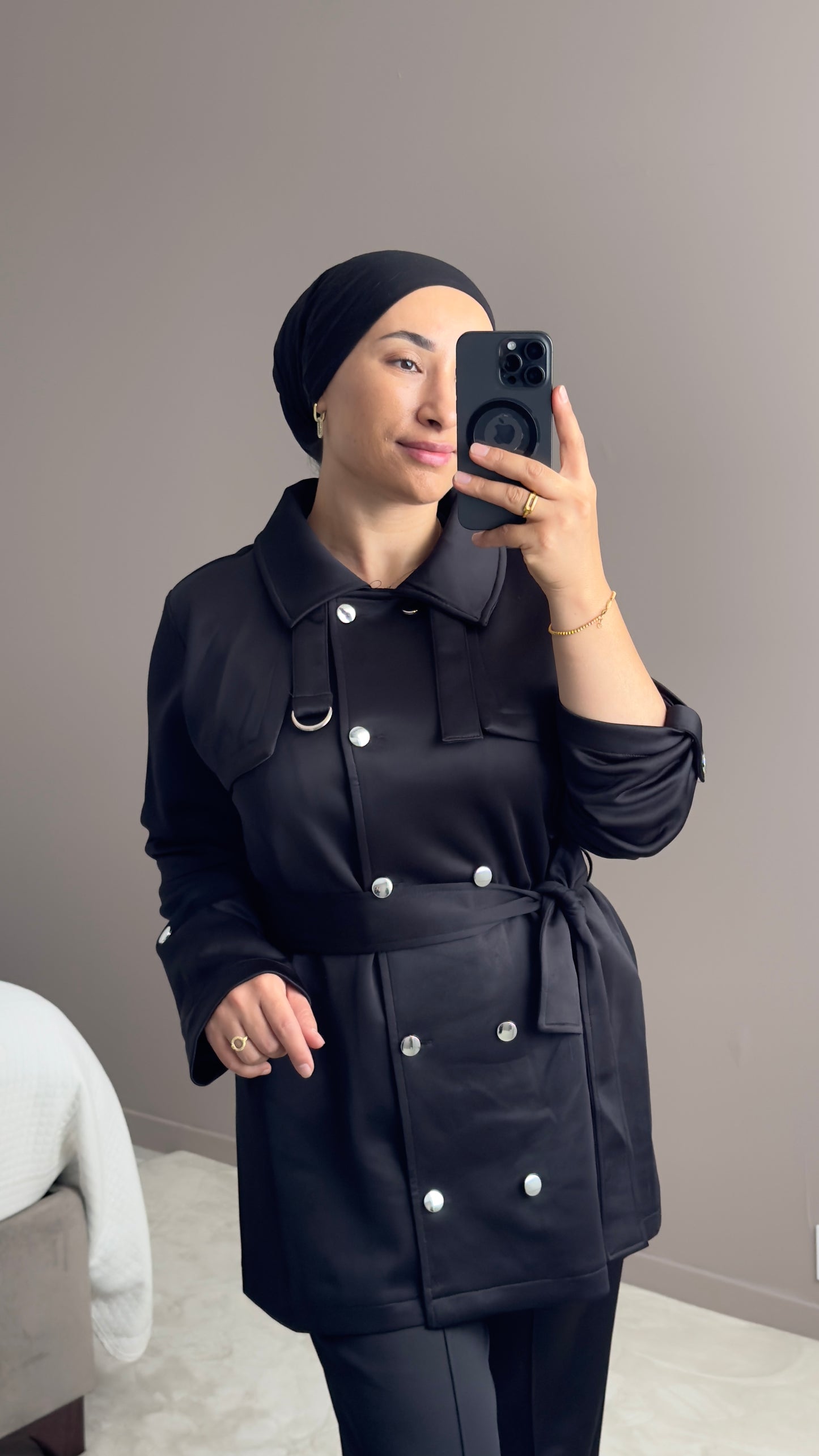 ENSEMBLE DE SURVETEMENT NOIR EN TISSU SCUBA