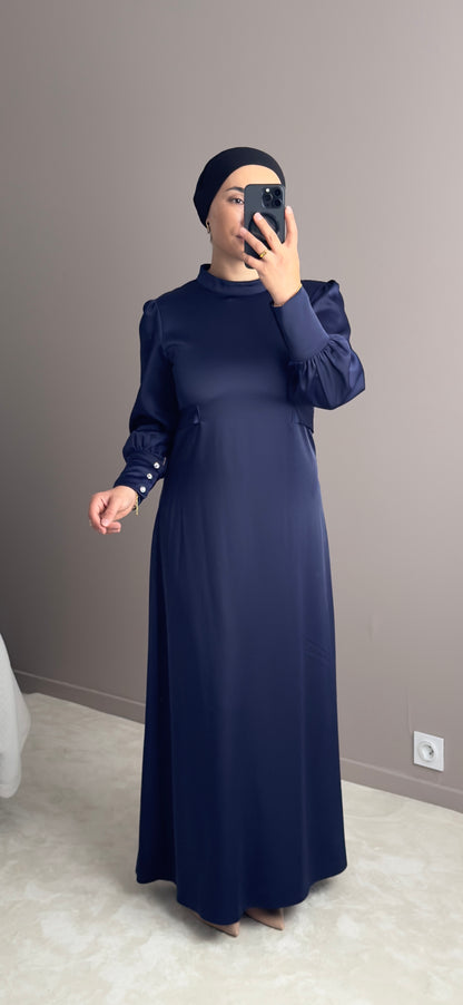 ROBE ELEGANT SATIN BLEU
