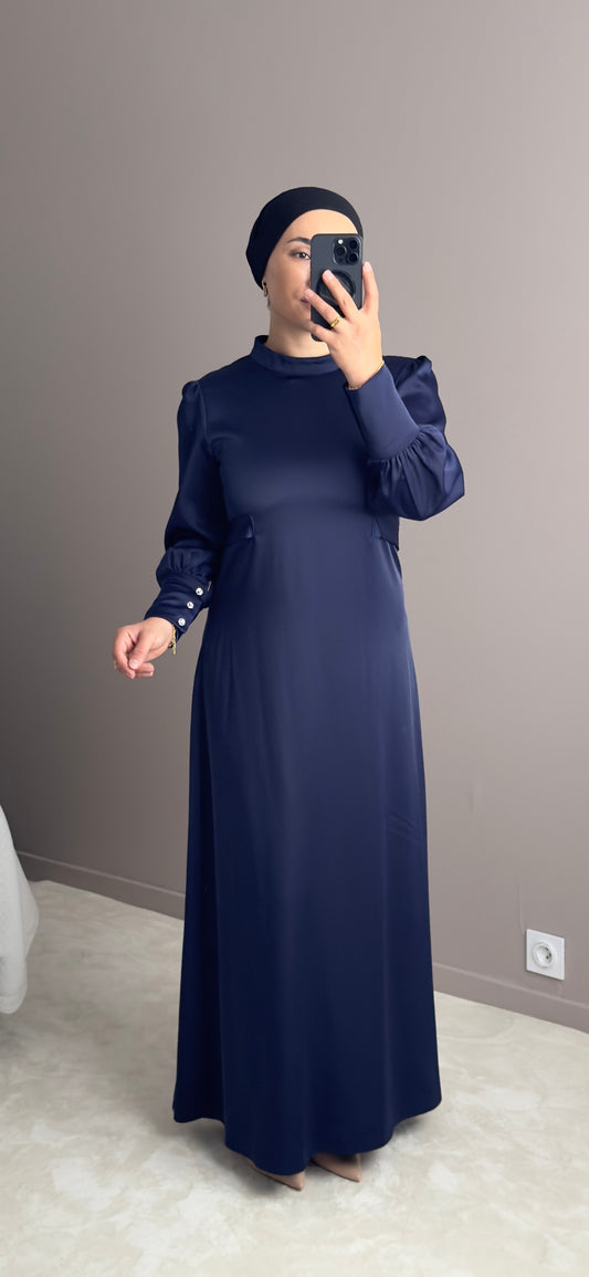 ROBE ELEGANT SATIN BLEU