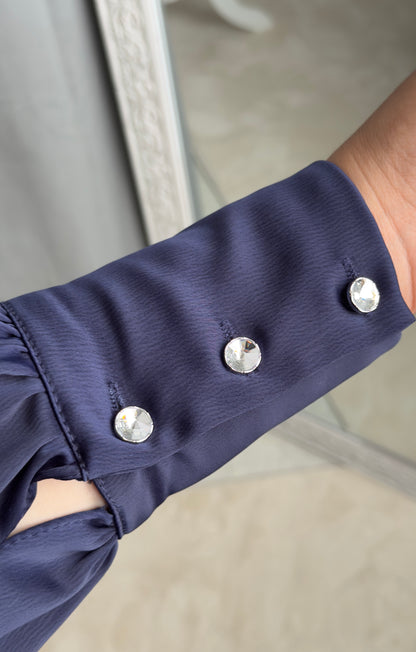 ROBE ELEGANT SATIN BLEU