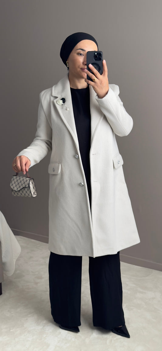 MANTEAU EN LAINE ECRU