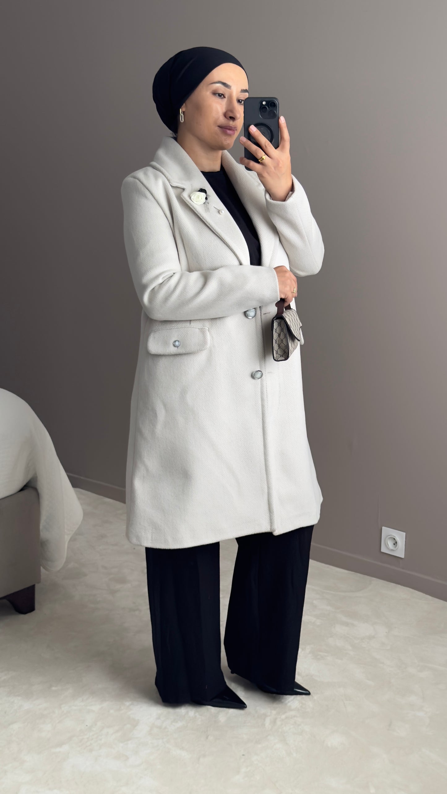 MANTEAU EN LAINE ECRU