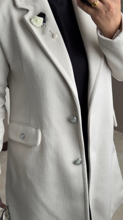 MANTEAU EN LAINE ECRU
