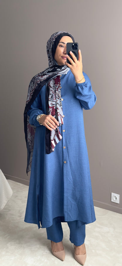 ENSEMBLE BLEU AVEC PANTALON