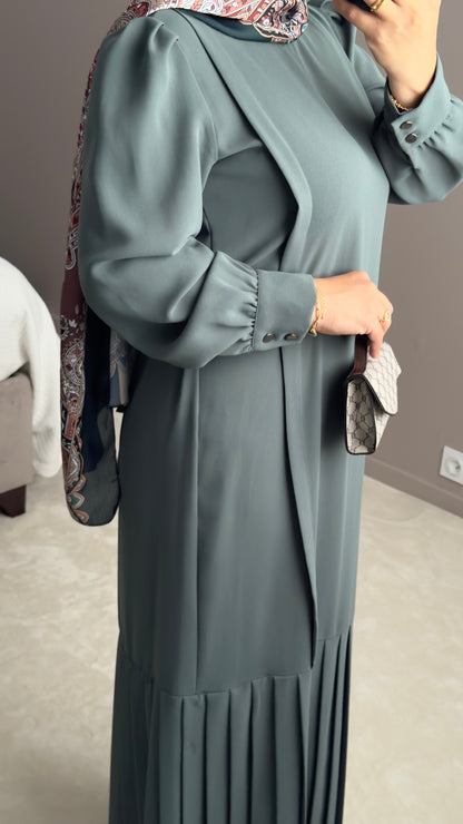 ROBE LONGUE TISSU CREPE AVEC DES PLISSES