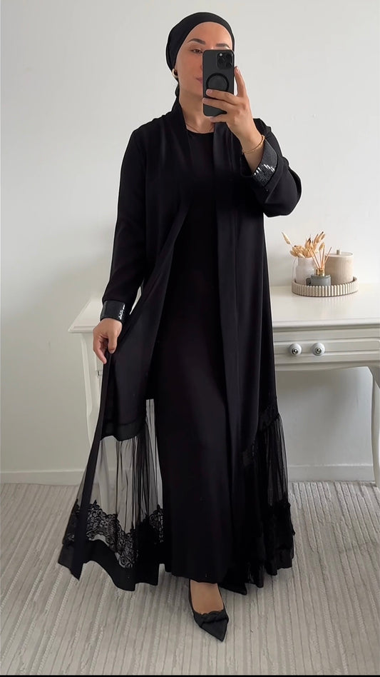 SET DE KIMONO NOIR AVEC DES SEQUINS