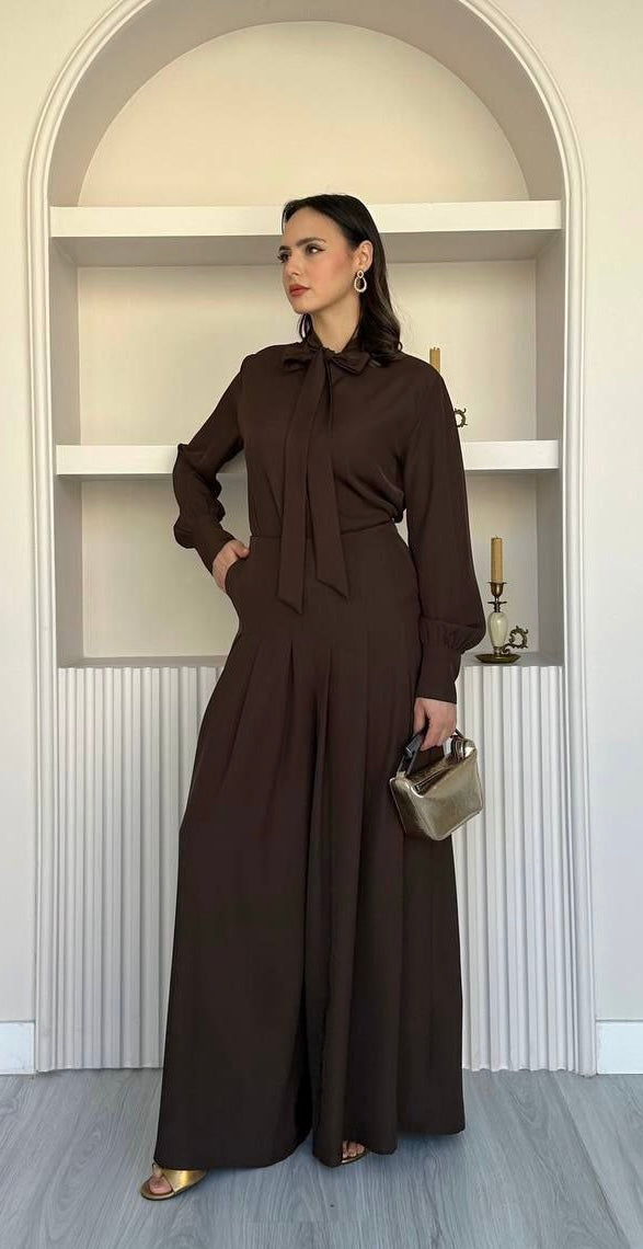 ENSEMBLE CHIC MARRON AVEC UN PANTALON TAILLE HAUTE