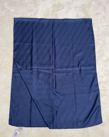 CHALE EN JACQUARD A MOTIF INTEGRE BLEU FONCEE