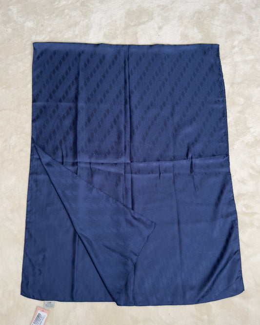 CHALE EN JACQUARD A MOTIF INTEGRE BLEU FONCEE