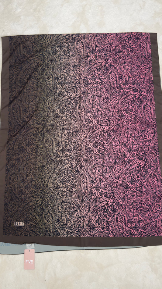 CHALE ELEGANTE MARRON ET FUCHSIA -MOTIF PAISLEY MODERNE