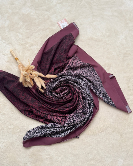 CHALE ELEGANT ROSE FONCE ET NOIR-MOTIF PAISLEY MODERNE-ETNIK DESEN SAL