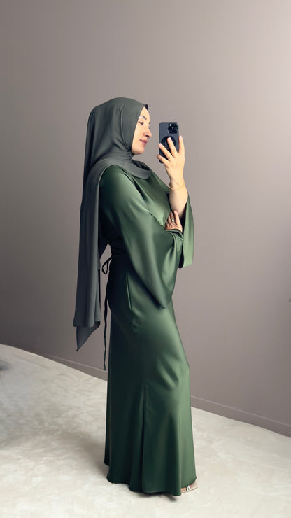 ROBE LONGUE SATIN KAKI