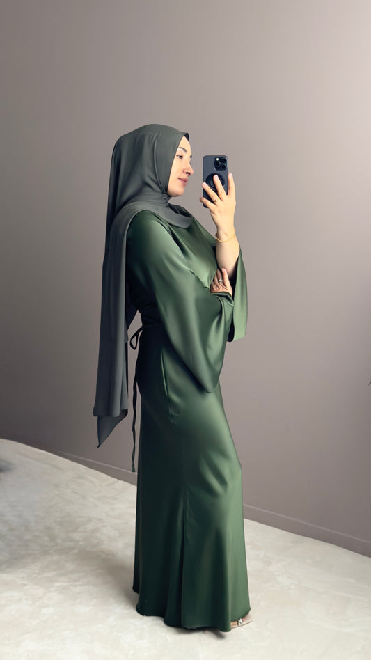 ROBE LONGUE SATIN KAKI