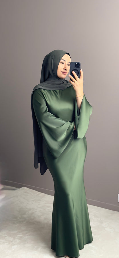 ROBE LONGUE SATIN KAKI