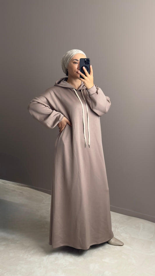SWEAT LONG AVEC CAPUCHE MOCHA