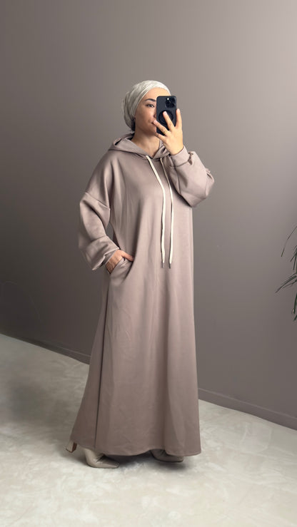 SWEAT LONG AVEC CAPUCHE MOCHA